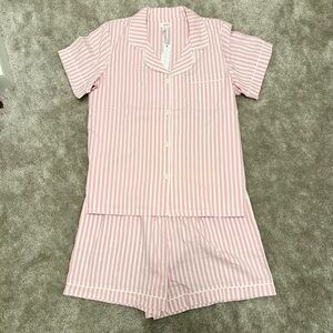 BedHead PJs PINK 3D STRIPE SHORT SLEEVE CLASSIC SHORTY WOVEN COTTON SATEEN Set